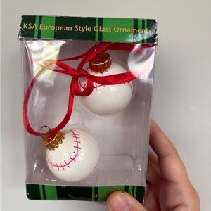 Kurt Alder mini Baseball Glass Ornaments with Red Stitching